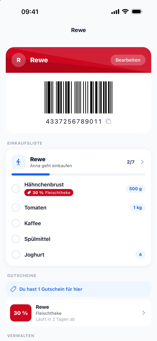 Der Strichcode einer Karte, bereit für die Kasse