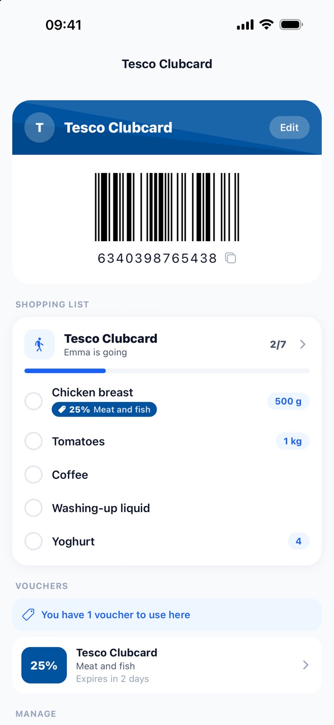 A card’s barcode ready for the checkout